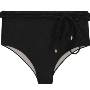 Bottom Shimmer-Black Belted-High-Waist