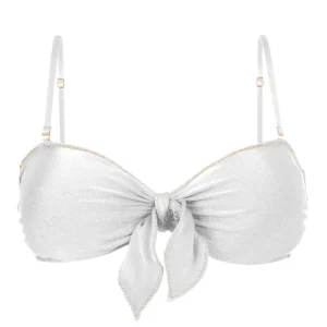 Top Shimmer-White Bandeau-Knot
