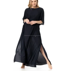 Kaftan Longo Crepe Liso Preto