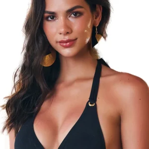 Top Alongado Ilhos Liso Preto