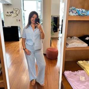 Blusa 100% algodao verao azul